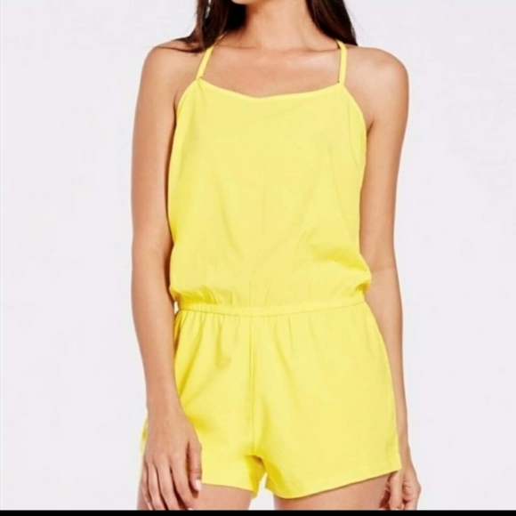 Fabletics Yellow Neema 100% polyester shorts romper Size S NWT - Picture 2 of 6